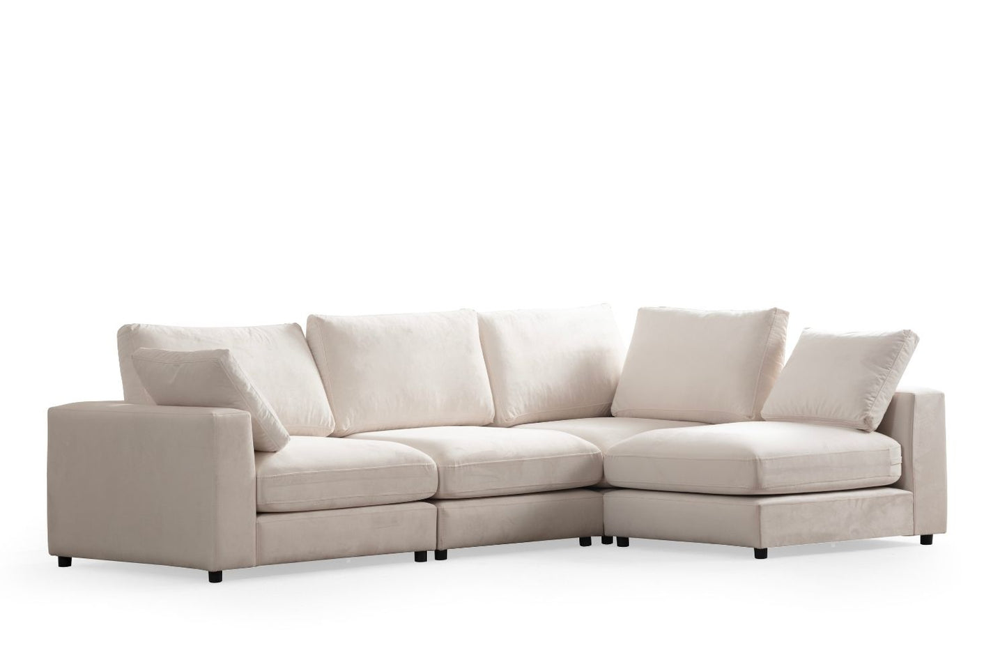 Canapé JULIA Modulable Velours Blanc 4+1 Pouf