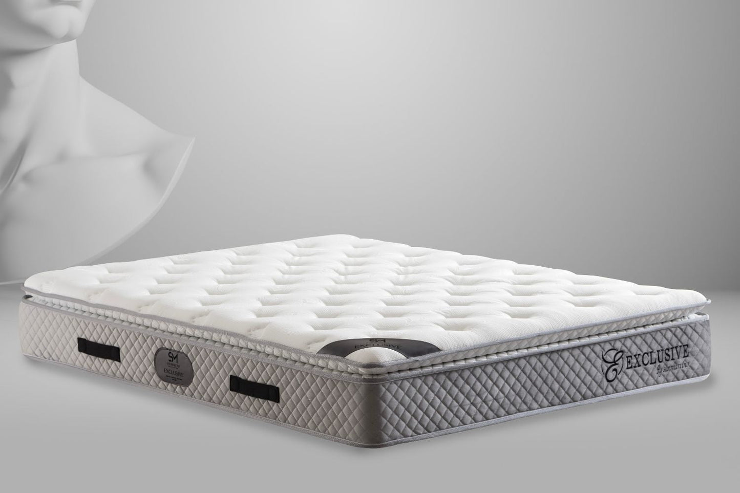 Matelas SAN MARTINO 32 cm d'Épaisseur Ressorts Gris - avec surmatelas Intégré