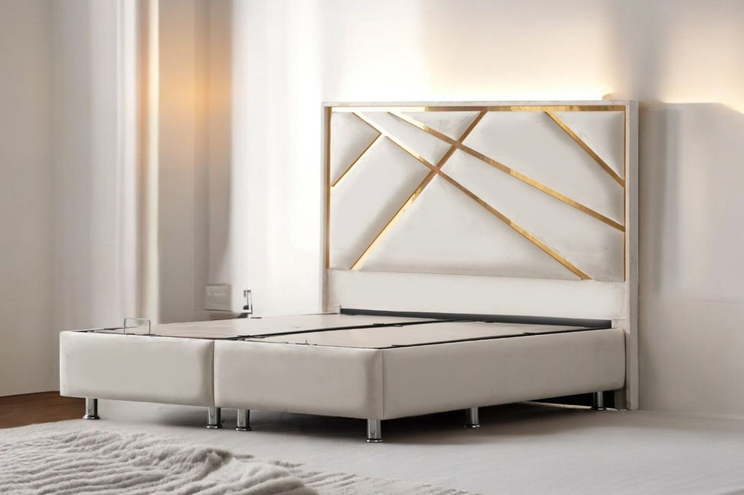 Lit Coffre PARMA Velours Beige