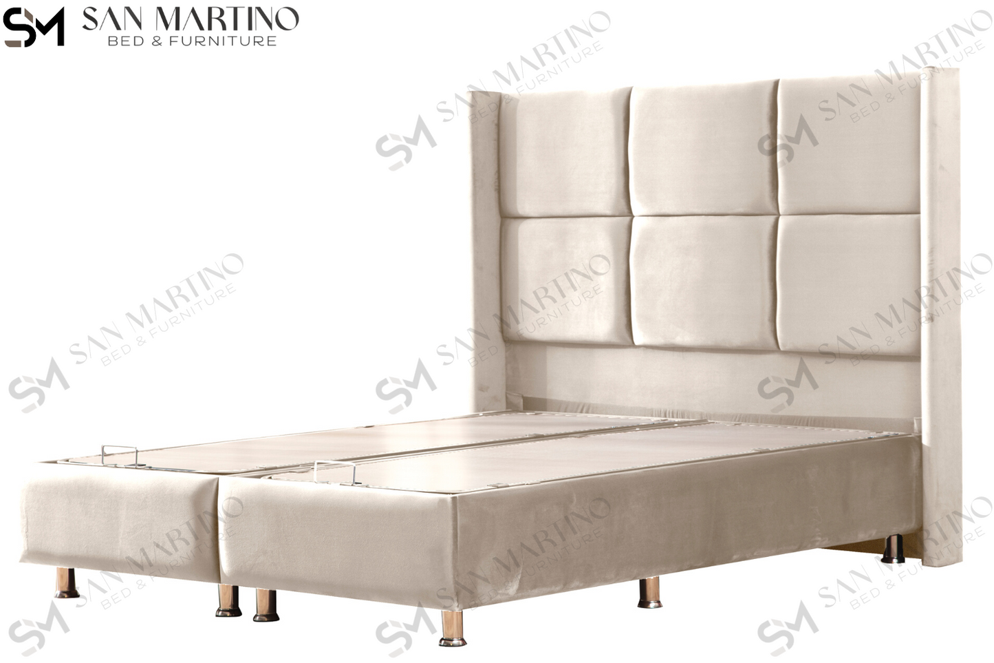 Lit Coffre RIO Velours Beige