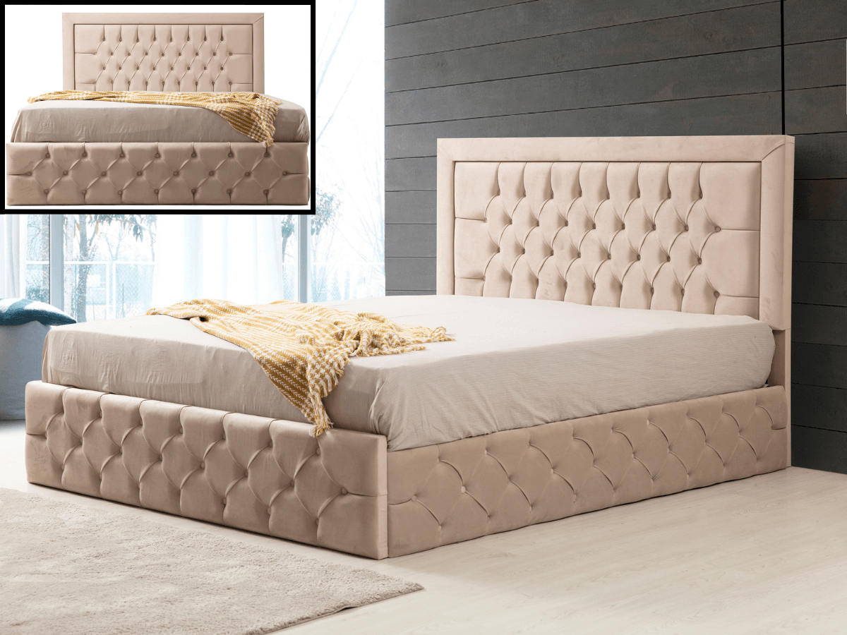 Cadre De Lit ROMA Velours Beige